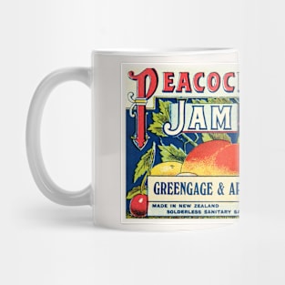 Label for Peacock's greengage and apple jam Mug